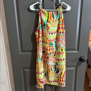 crown & ivy Multicolor Tropical Stripe Dress with Bright Accents